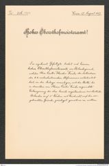 k.k. naturhistorisches Hofmuseum, Intendanzakten 1885-1896 (Hauer), Aktenzahl Z.336/1887, Seite 1